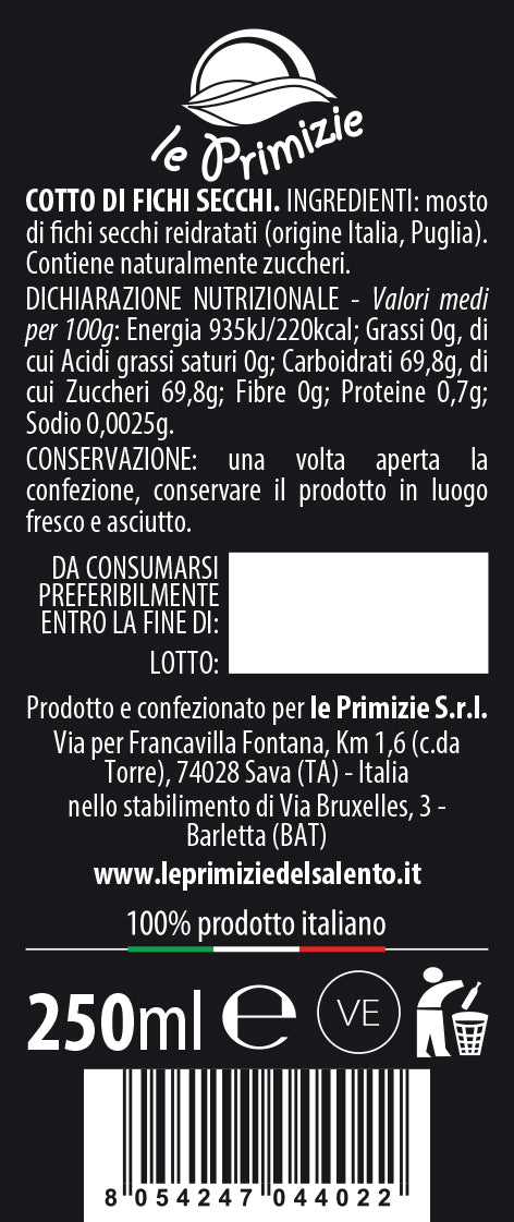 Cotto di fichi secchi del Salento 250ml