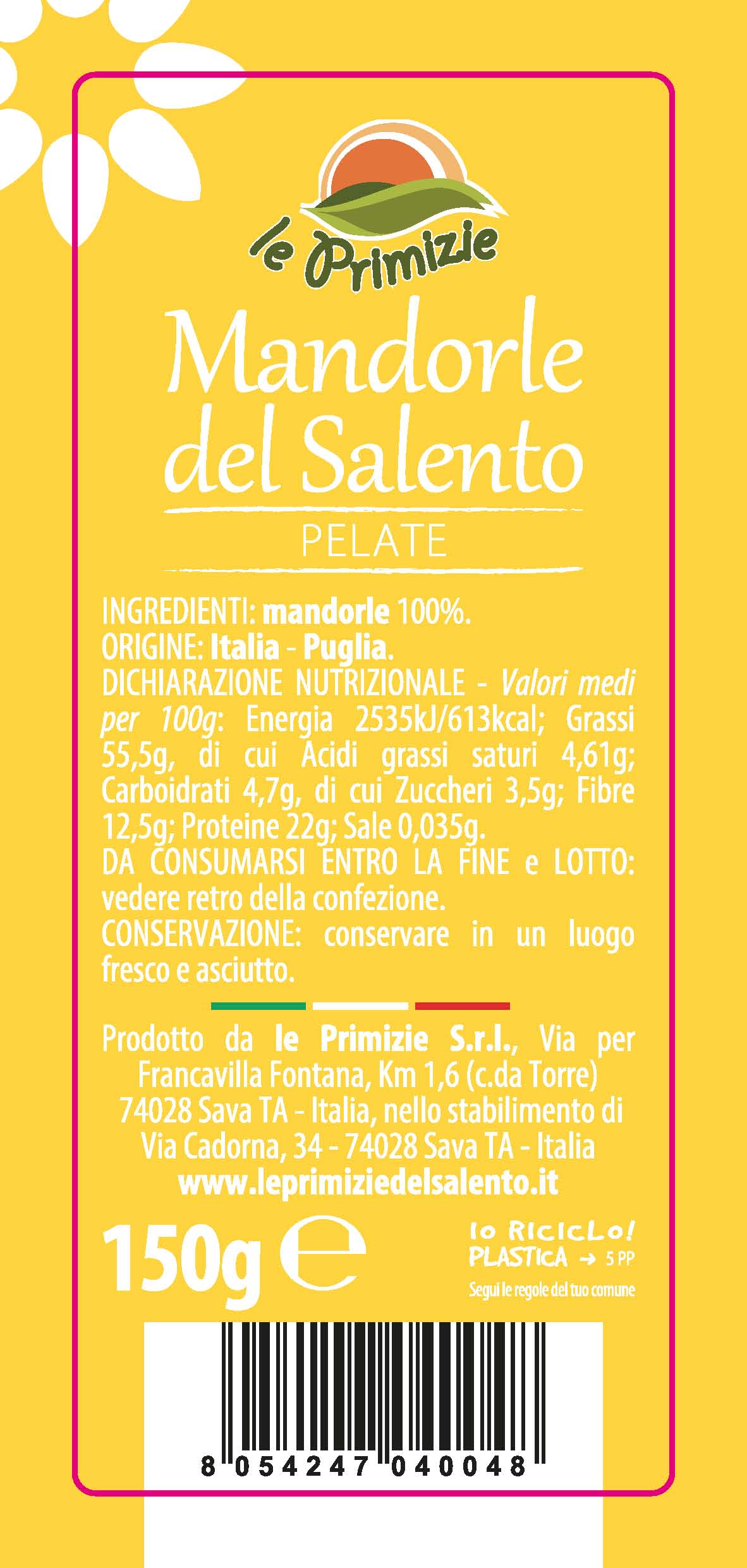 Apulian peeled almonds 150gr