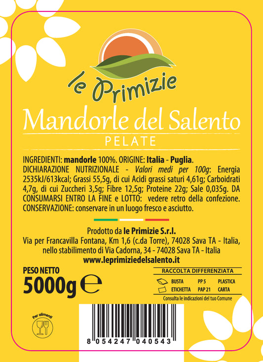 Mandorle Pelate Pugliesi - Sacco 5Kg