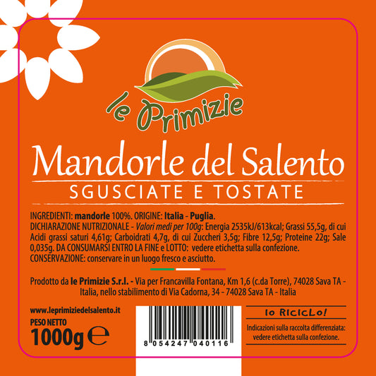 Mandorle Sgusciate e Tostate Pugliesi - Secchiello da 1Kg